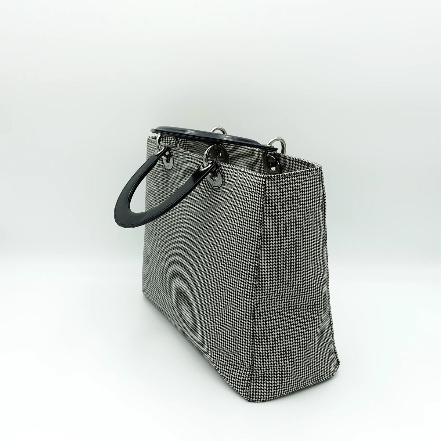 Dior Black and White Houndstooth Large Lady Dior Bag