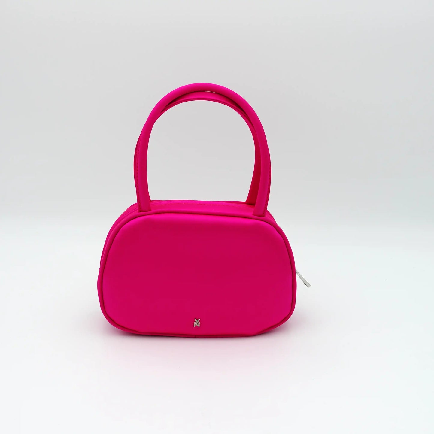 Amina Muaddi Ciao Bella Hot Pink Bag in Satin