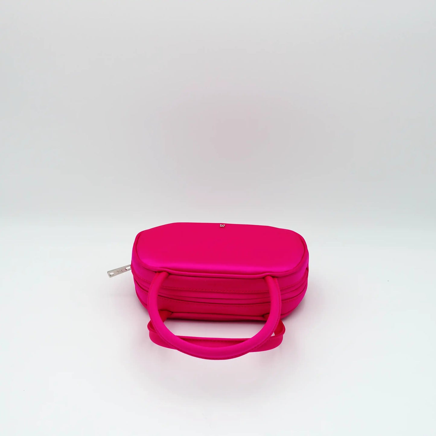 Amina Muaddi Ciao Bella Hot Pink Bag in Satin