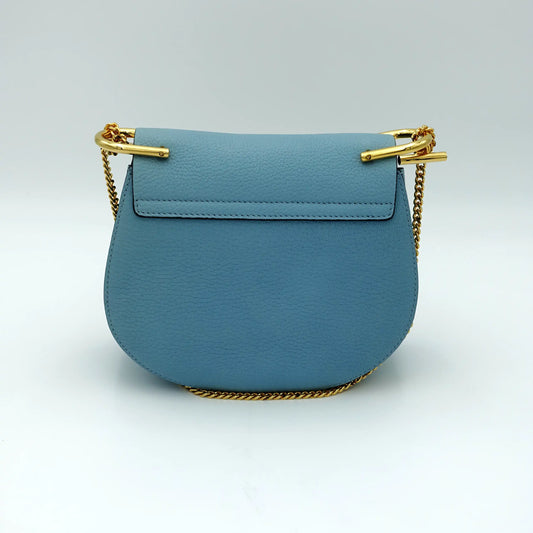 Chloe Mini Drew Bag in Cloud Blue with Gold Chain