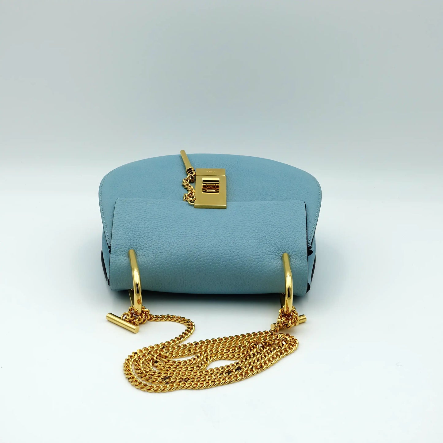 Chloe Mini Drew Bag in Cloud Blue with Gold Chain