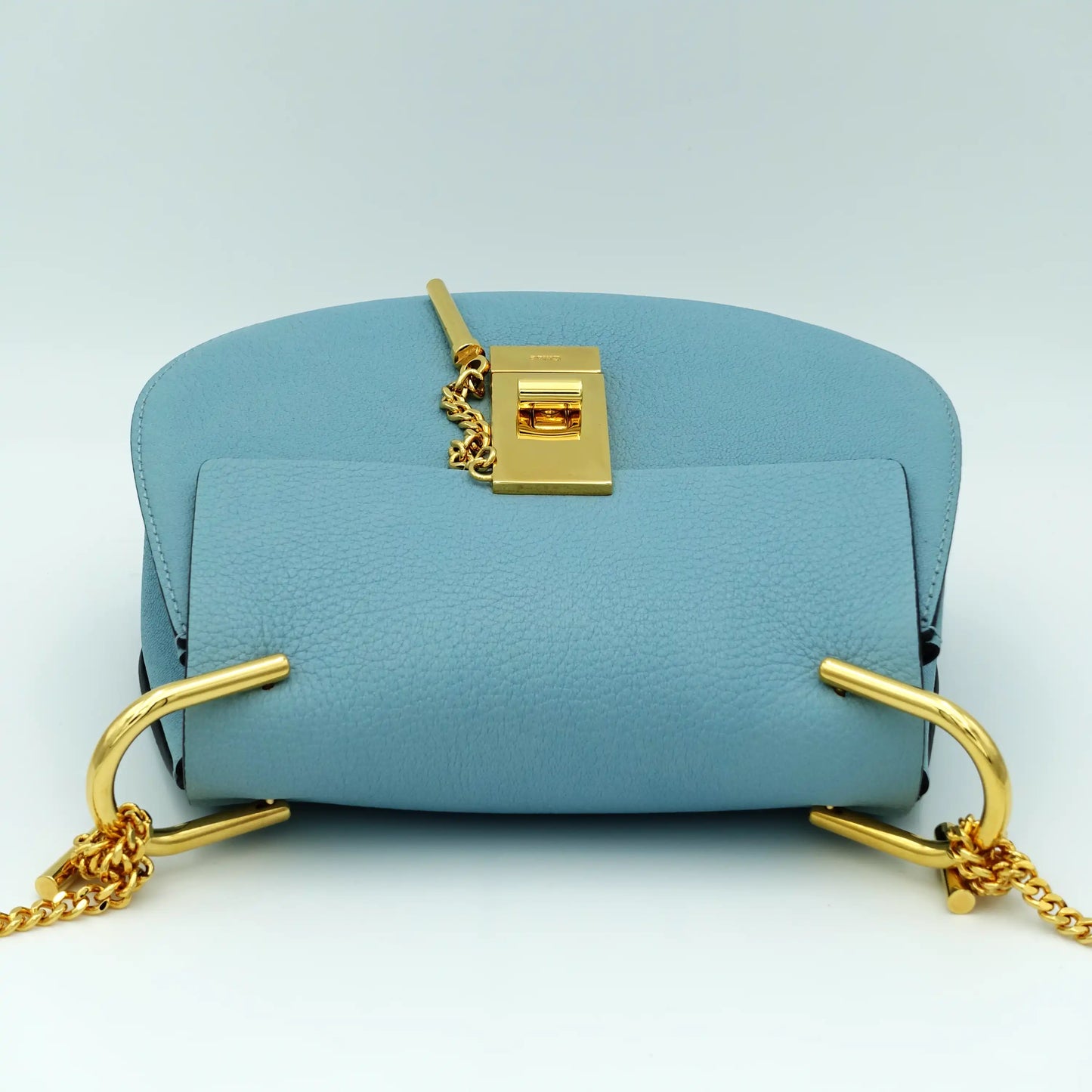 Chloe Mini Drew Bag in Cloud Blue with Gold Chain