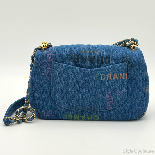 Chanel Denim Multicolor Graffiti Single Flap Bag