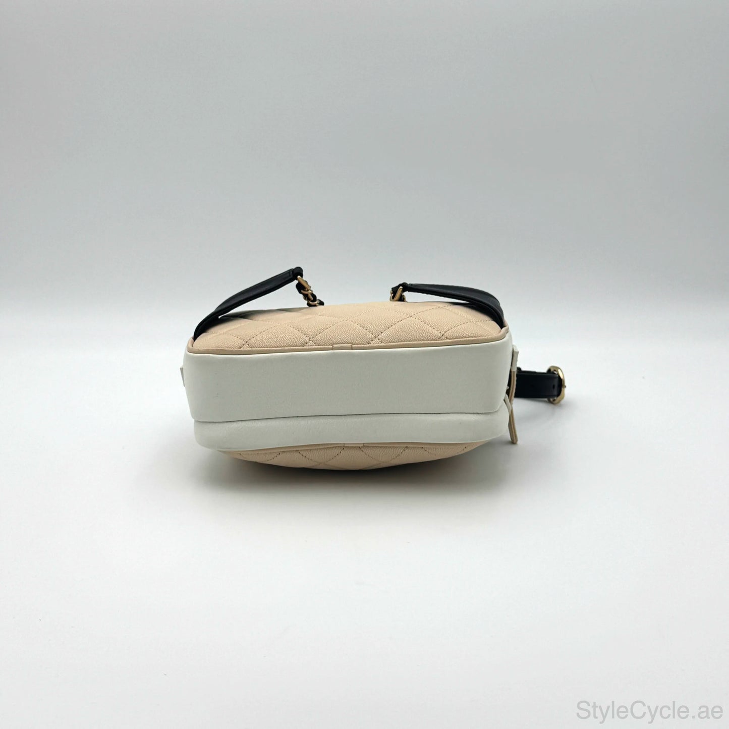 Chanel Waist Bag in Beige & Black Quilted Calfskin