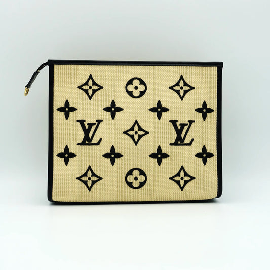 Louis Vuitton Monogram Raffia Leather and Pouch on Chain