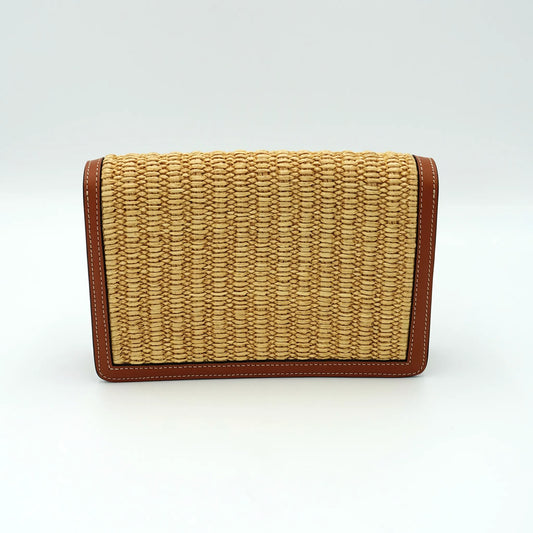 Celine Triomphe Shoulder Bag in Raffia and Leather