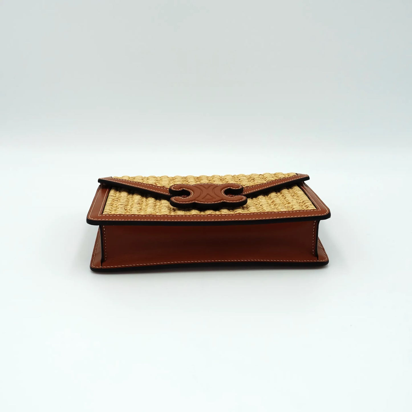 Celine Triomphe Shoulder Bag in Raffia and Leather