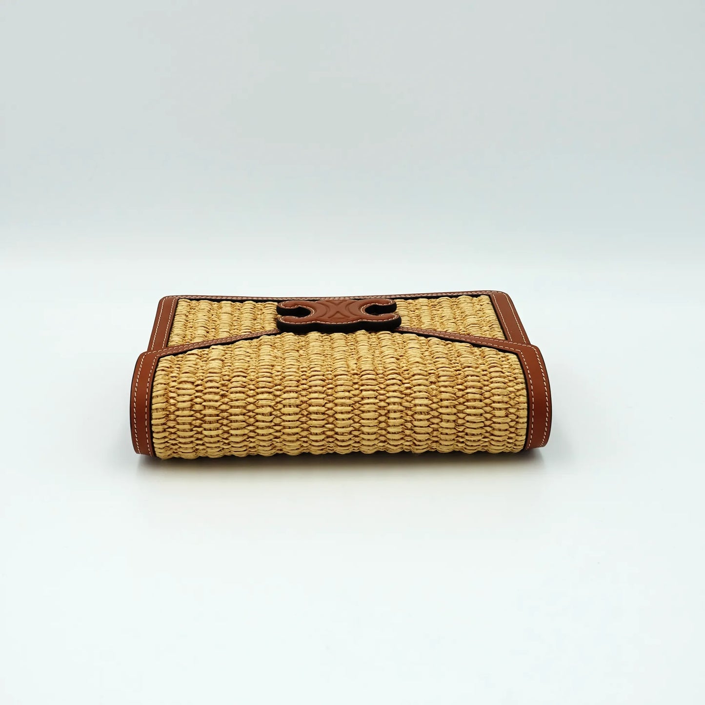 Celine Triomphe Shoulder Bag in Raffia and Leather