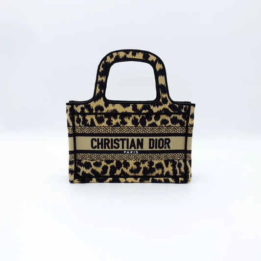 Dior Mini Book Tote in Mizza Leopard Embroidery