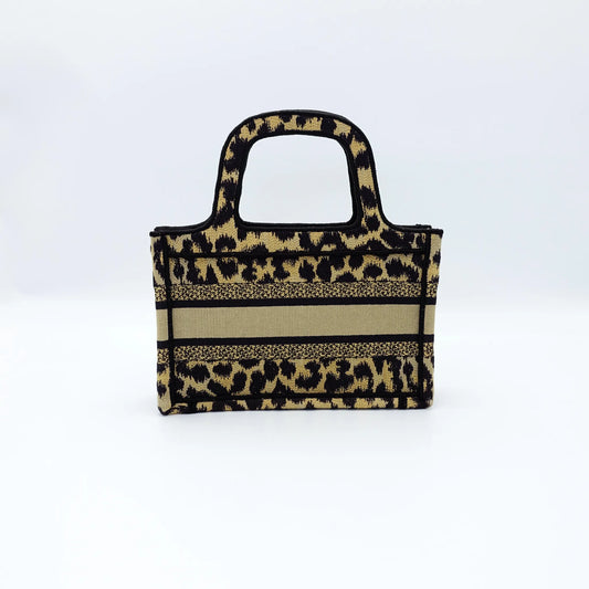 Dior Mini Book Tote in Mizza Leopard Embroidery