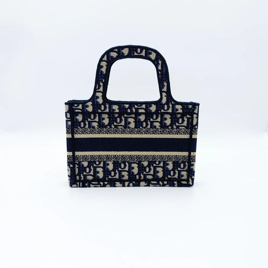 Dior Book Tote – Mini Blue Oblique Embroidery