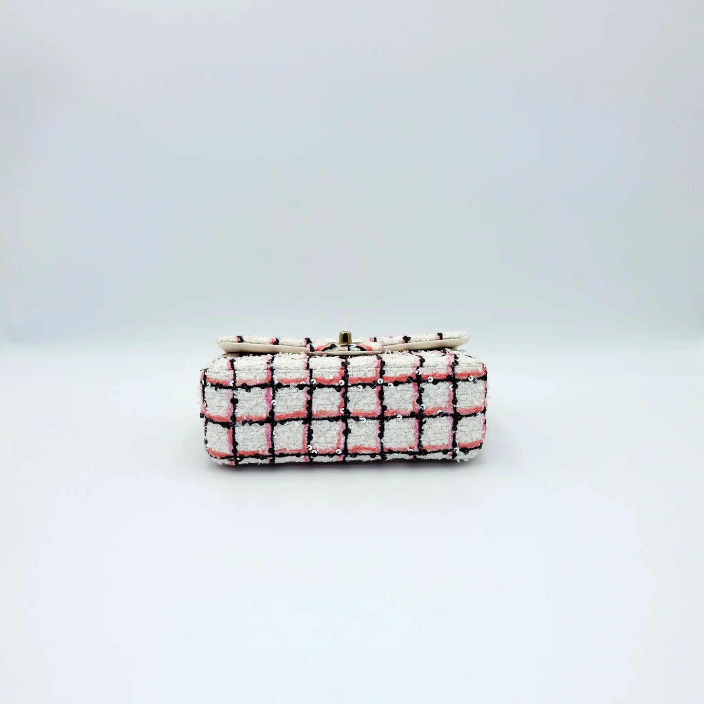 Chanel Mini White Multicolor Tweed Sequin Single Flap Bag