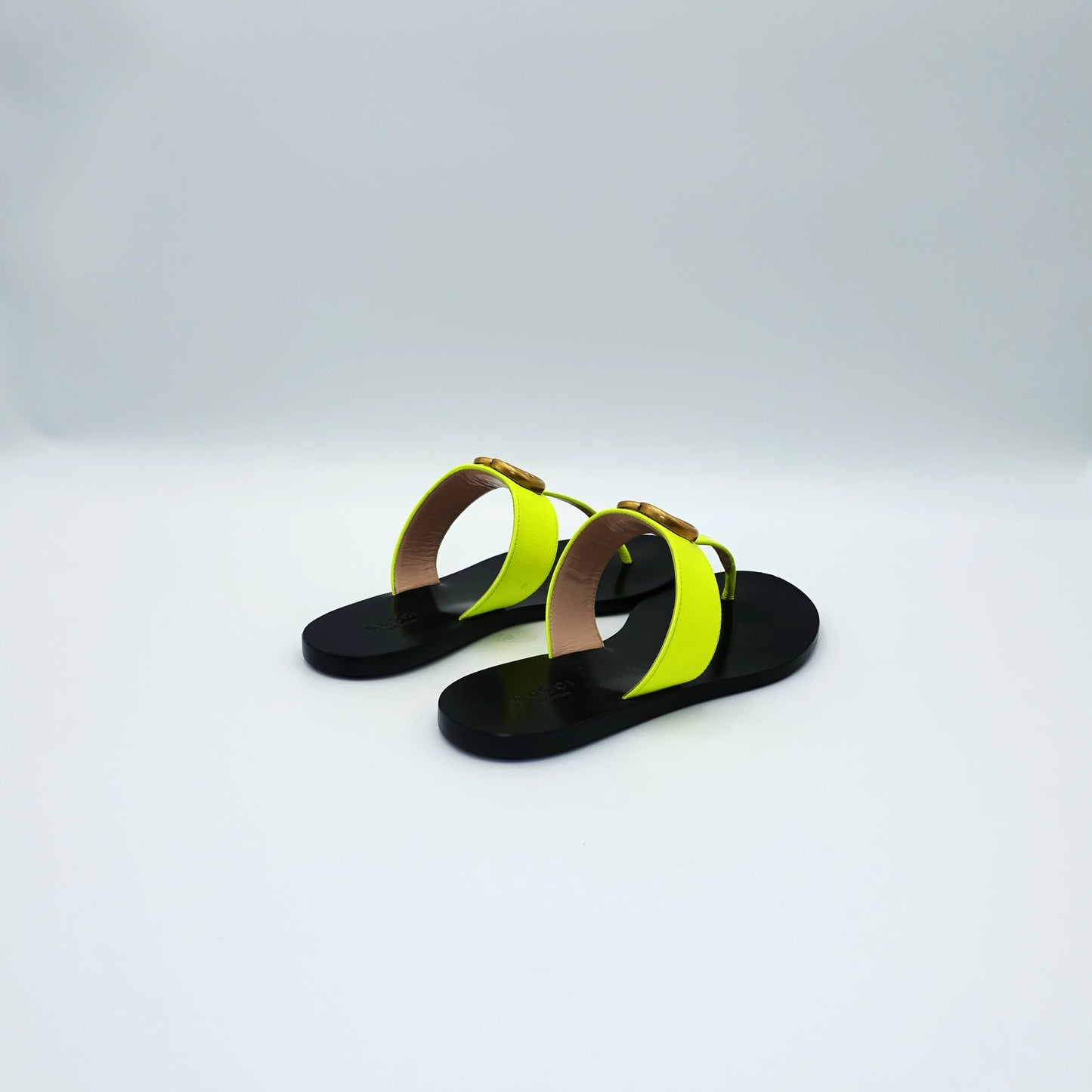 Gucci Neon Yellow Leather GG Marmont Flats EU35.5