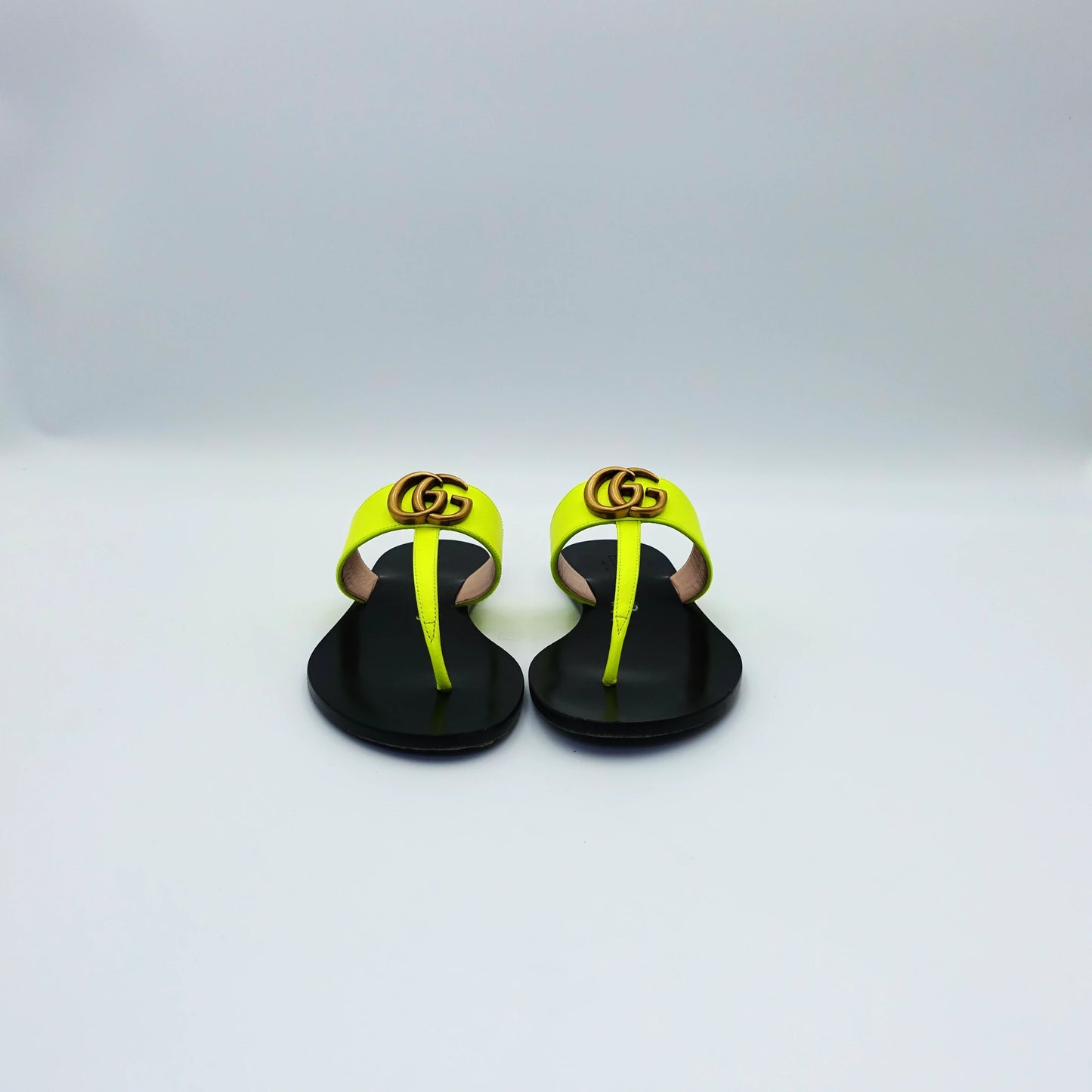Gucci Neon Yellow Leather GG Marmont Flats EU35.5