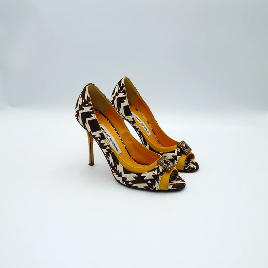 Manolo Blahnik Campari peep-toe pumps EU36