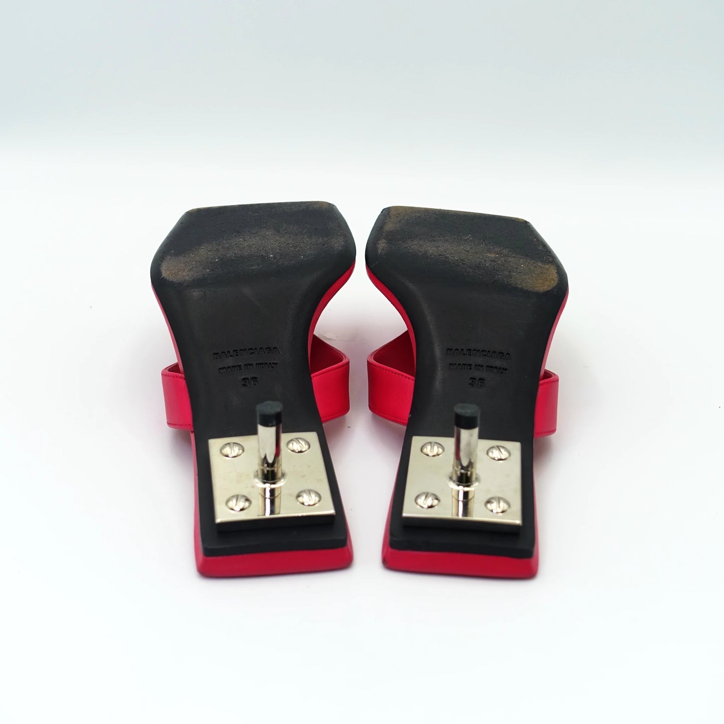 Balenciaga Black Leather Square Toe Thong Slide Sandals EU36