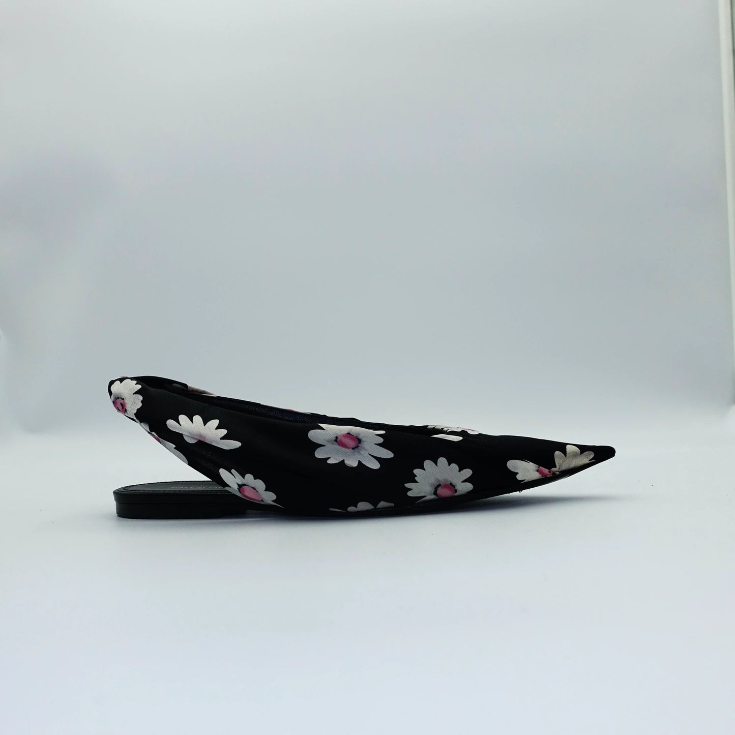 Balenciaga Floral Print Knife Slingback Flats EU35