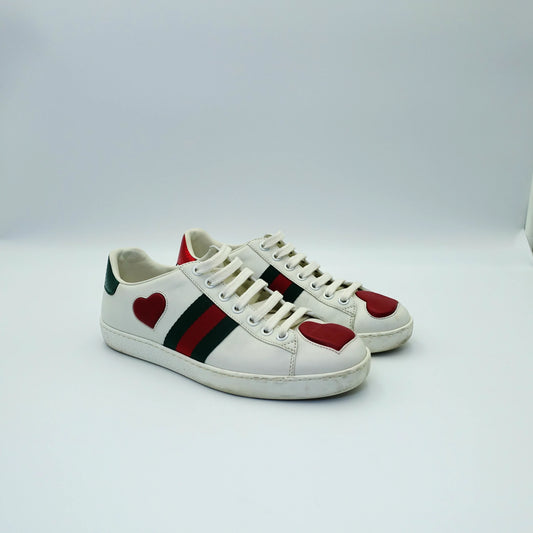 Gucci Ace Embroidered Heart Sneakers EU36