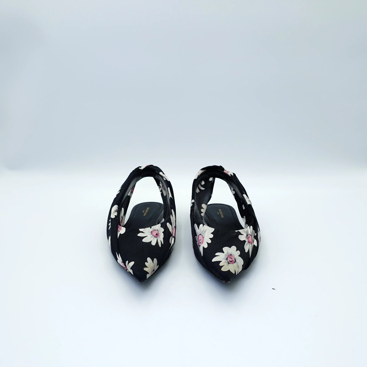 Balenciaga Floral Print Knife Slingback Flats EU35