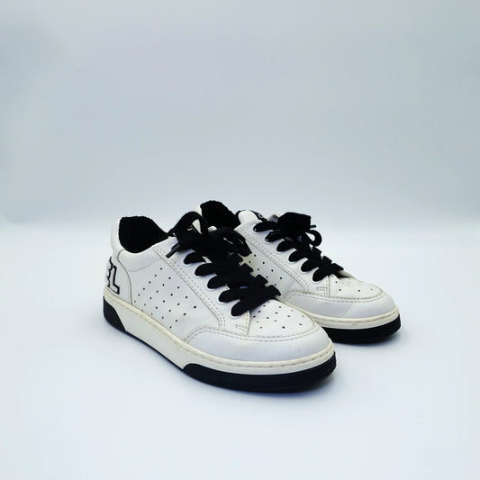 Chanel Black & White Low Top Lace Up Sneakers EU 36