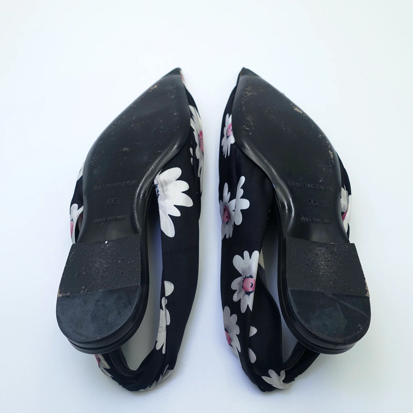 Balenciaga Floral Print Knife Slingback Flats EU35