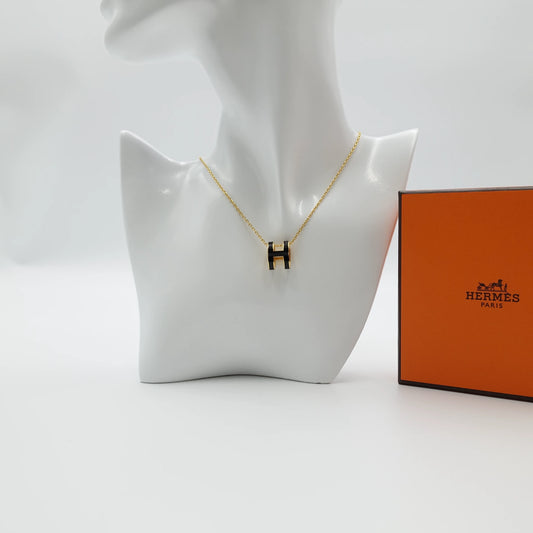 *BRAND NEW*Hermès Pop H Enamel Gold-Plated Necklace