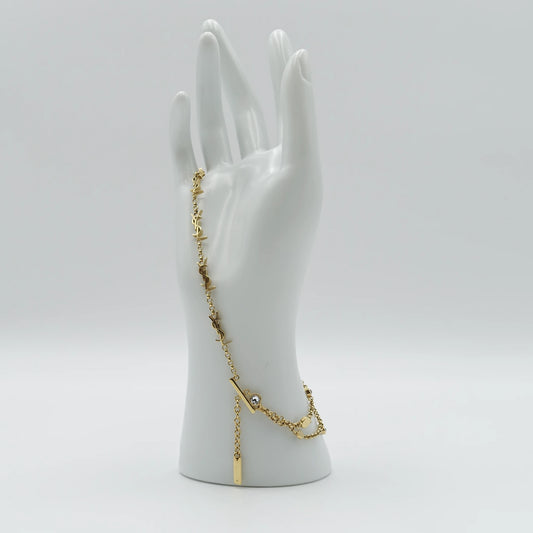 *BRAND NEW*Saint Laurent Rhinestone Multi-Chain Bracelet