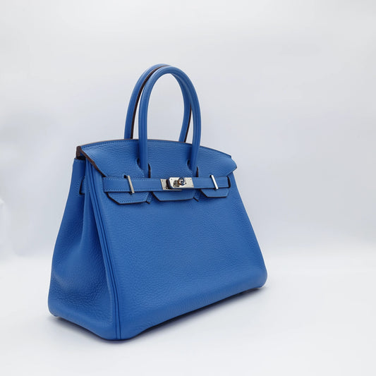 *HOT BUY* Hermes Birkin 30 Blue Mykonos in Clemence Leather with Palladium Hardware