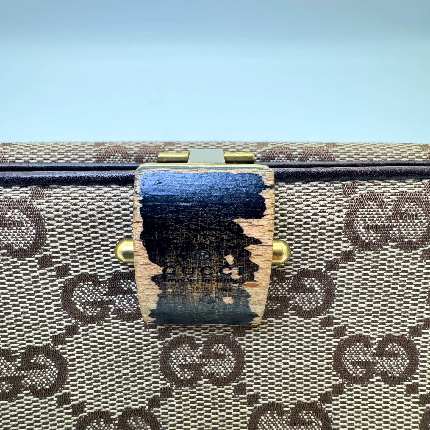 Gucci Vintage GG Supreme Long Wallet with Bamboo Clasp