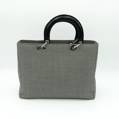 Dior Black and White Houndstooth Large Lady Dior Bag