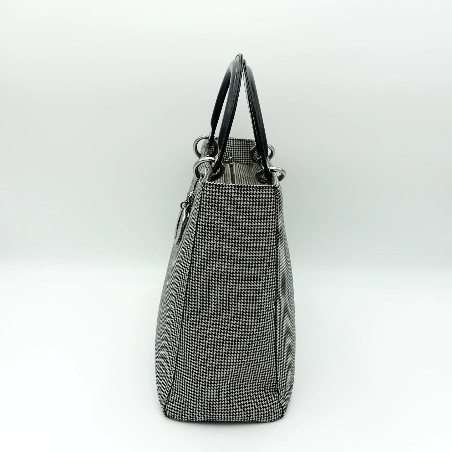 Dior Black and White Houndstooth Large Lady Dior Bag
