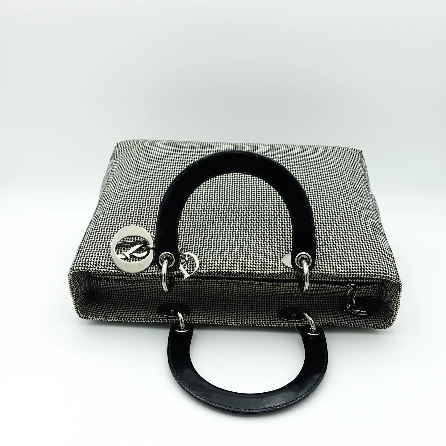 Dior Black and White Houndstooth Large Lady Dior Bag