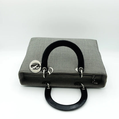 Dior Black and White Houndstooth Large Lady Dior Bag