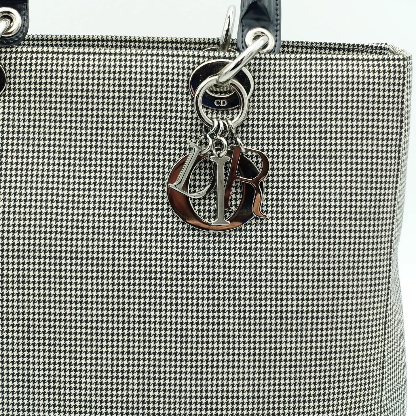 Dior Black and White Houndstooth Large Lady Dior Bag
