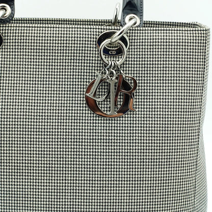 Dior Black and White Houndstooth Large Lady Dior Bag