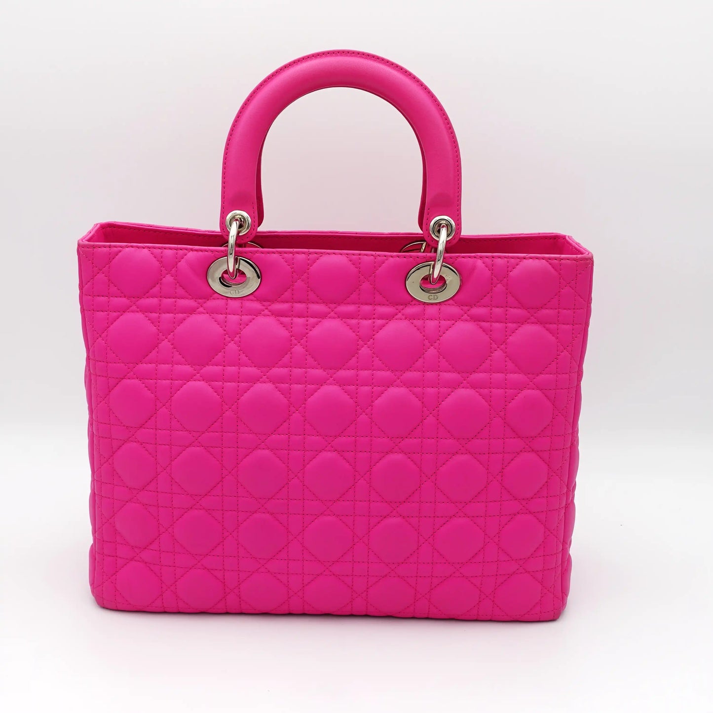 Dior in Hot Pink Cannage Quilted Large Lady Dior Bag