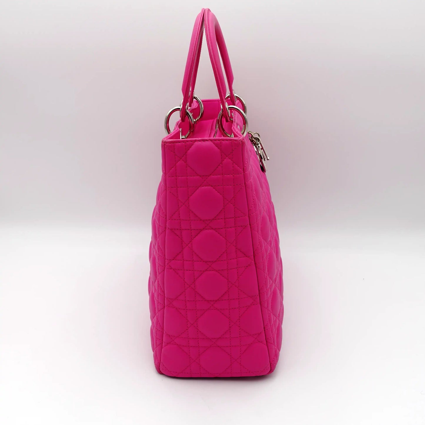 Dior in Hot Pink Cannage Quilted Large Lady Dior Bag
