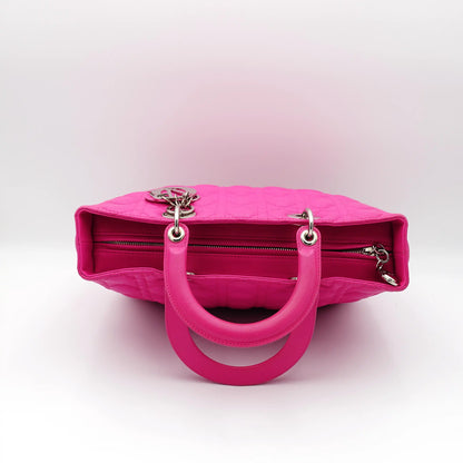 Dior in Hot Pink Cannage Quilted Large Lady Dior Bag