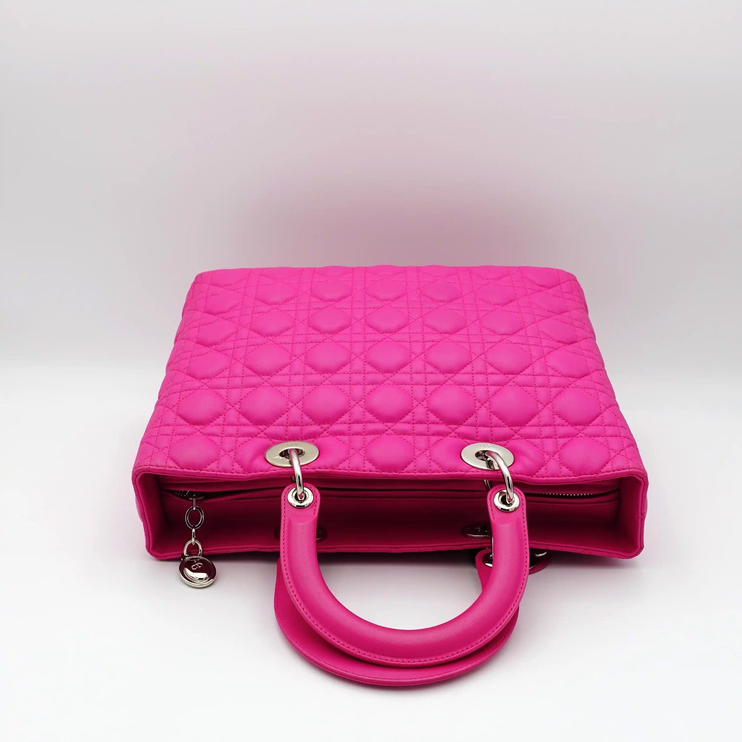 Dior in Hot Pink Cannage Quilted Large Lady Dior Bag