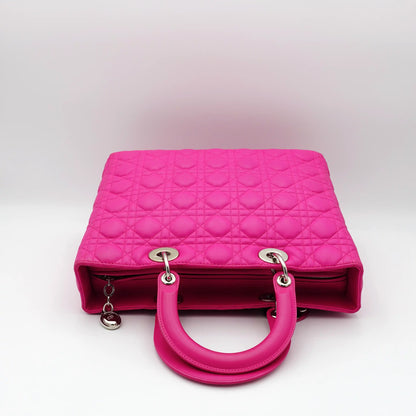 Dior in Hot Pink Cannage Quilted Large Lady Dior Bag