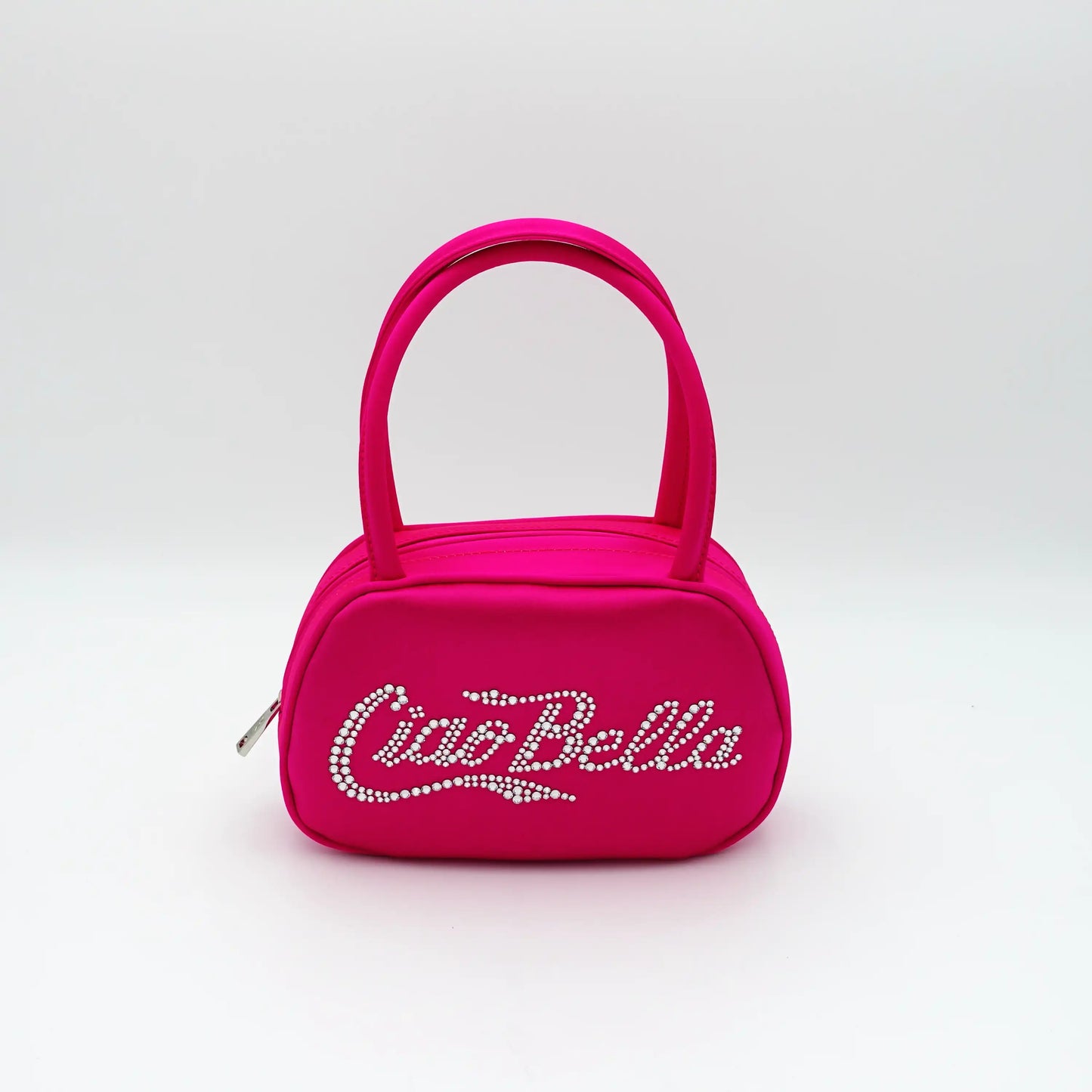Amina Muaddi Ciao Bella Hot Pink Bag in Satin