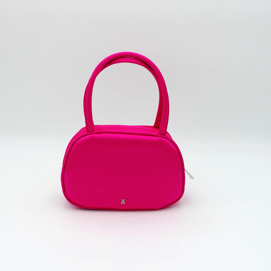 Amina Muaddi Ciao Bella Hot Pink Bag in Satin