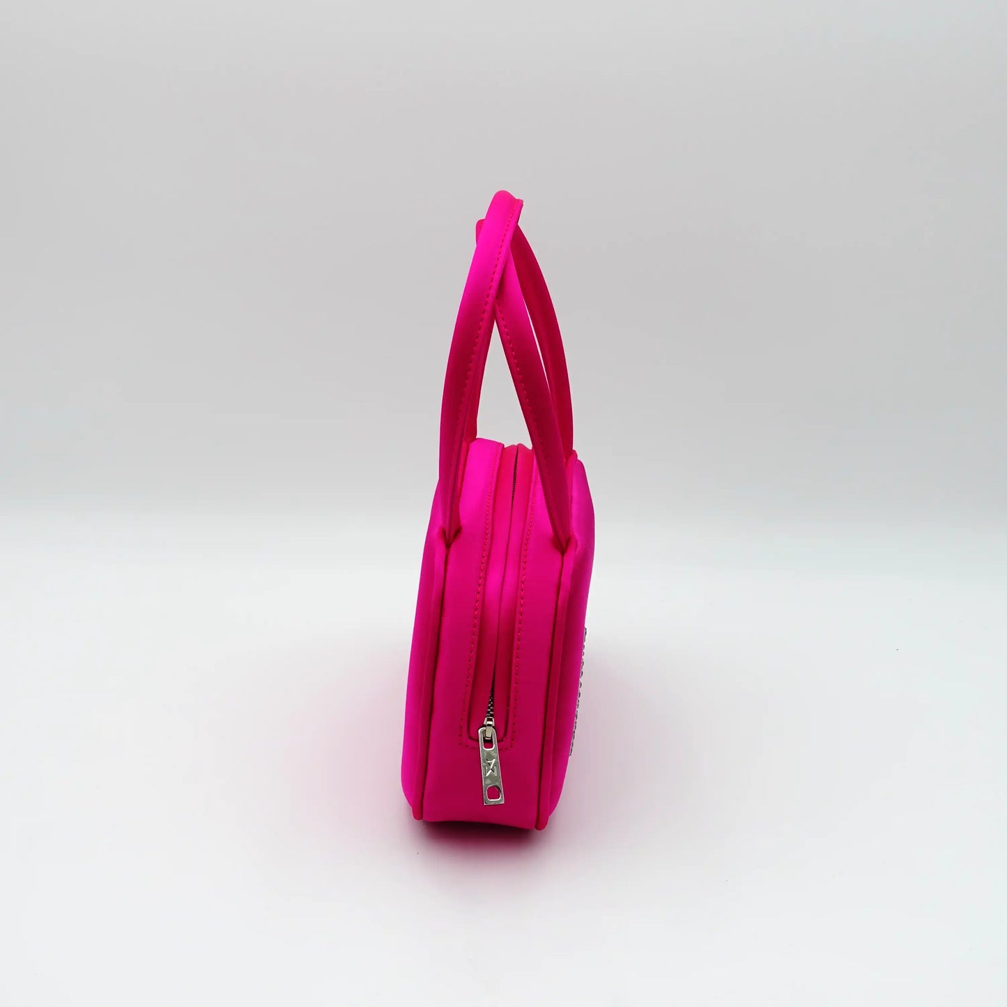 Amina Muaddi Ciao Bella Hot Pink Bag in Satin