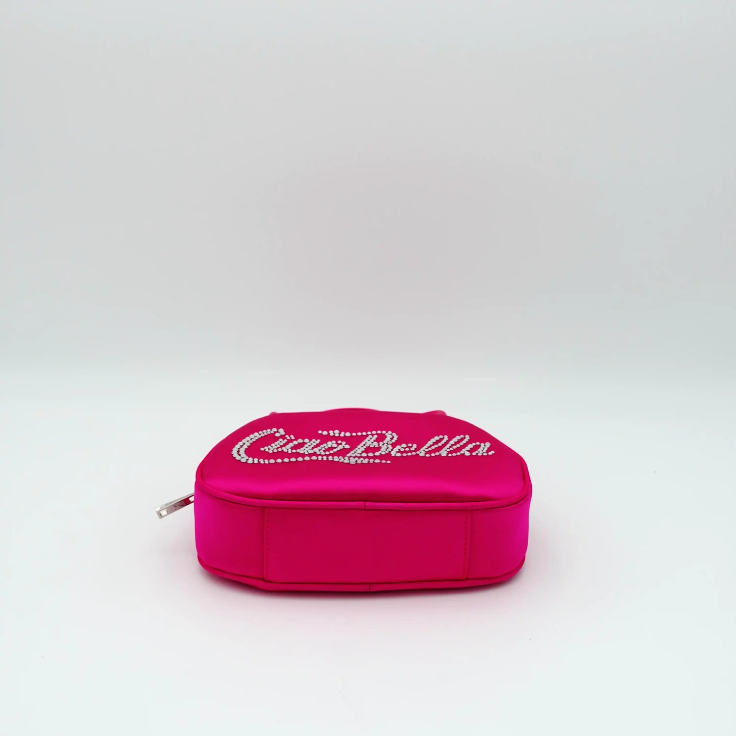 Amina Muaddi Ciao Bella Hot Pink Bag in Satin