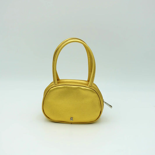 Amina Muaddi Super Amini Ciao Bella Bag in Gold