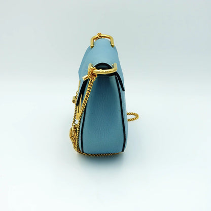 Chloe Mini Drew Bag in Cloud Blue with Gold Chain