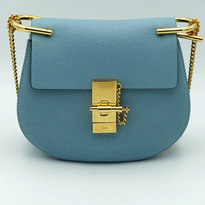 Chloe Mini Drew Bag in Cloud Blue with Gold Chain