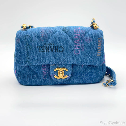 Chanel Denim Multicolor Graffiti Single Flap Bag