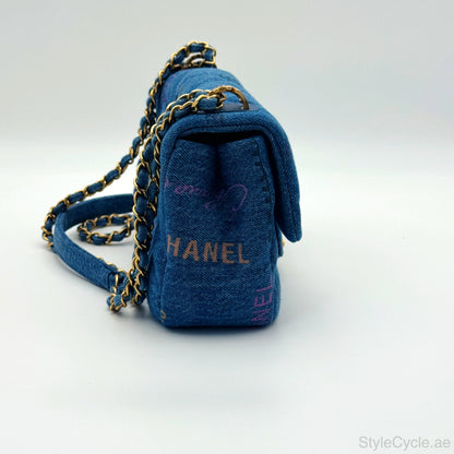 Chanel Denim Multicolor Graffiti Single Flap Bag