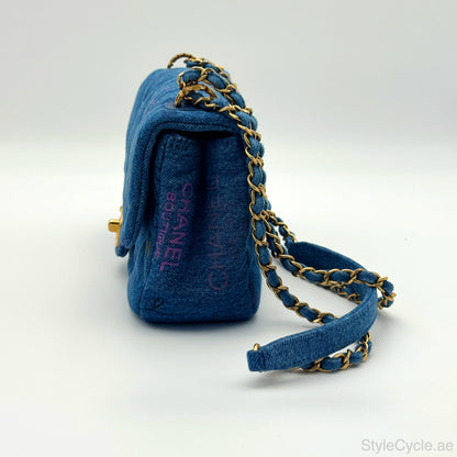 Chanel Denim Multicolor Graffiti Single Flap Bag